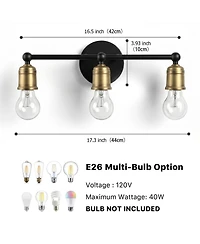 Busdays 3 Bathroom Vanity Light Industrial Farmhouse Wall Sconce Over Mirror for Bathroom Hallway Bedroom No Bulbs