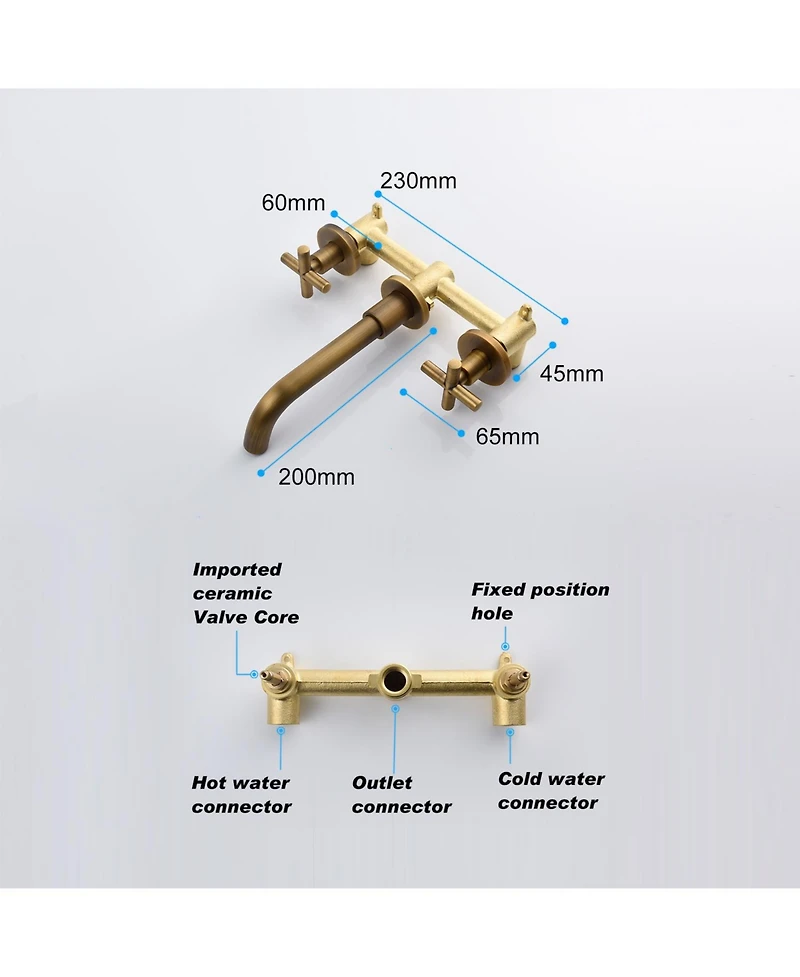 Busdays Wall Mounted Bathroom Faucet with Pop Up Drain for Sink Without Overflow