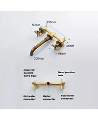 Busdays Wall Mounted Bathroom Faucet with Pop Up Drain for Sink Without Overflow