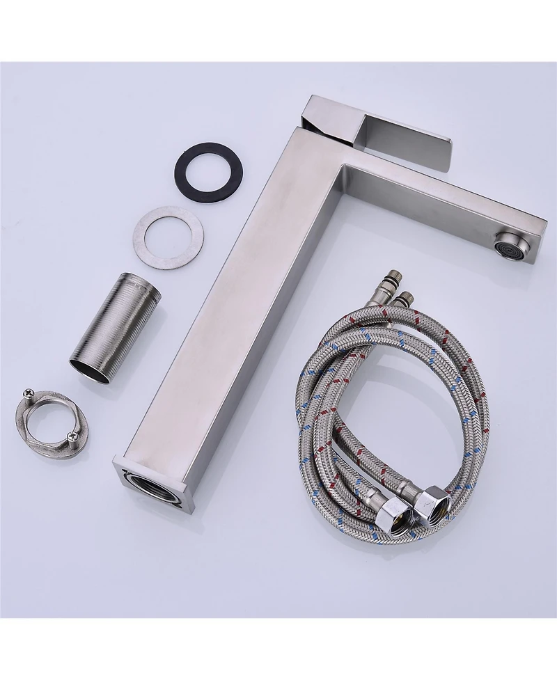 Busdays Brushed Nickel Single Handle Bathroom Vanity Sink Faucet Basin Mixer Tap