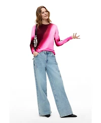 Desigual Women's Gradient Fine-Knit Crewneck Sweater