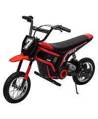 homfan 24V 350W Electric Dirt Bike with 3-Speed Modes and Shock-Absorbing Suspension, Ages 8-14