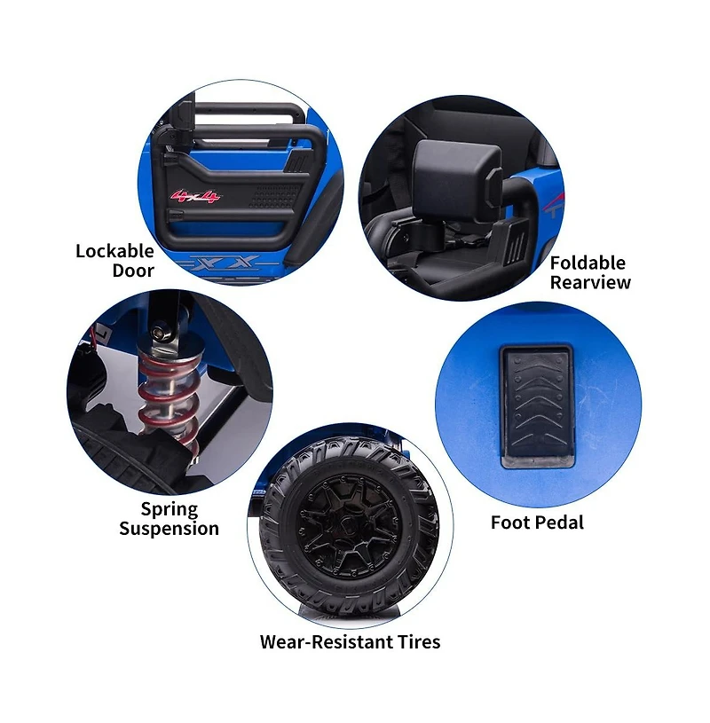 homfan 24V Remote-Control 2-Seater Ride-On Truck with Led Lights, Ages 3–8