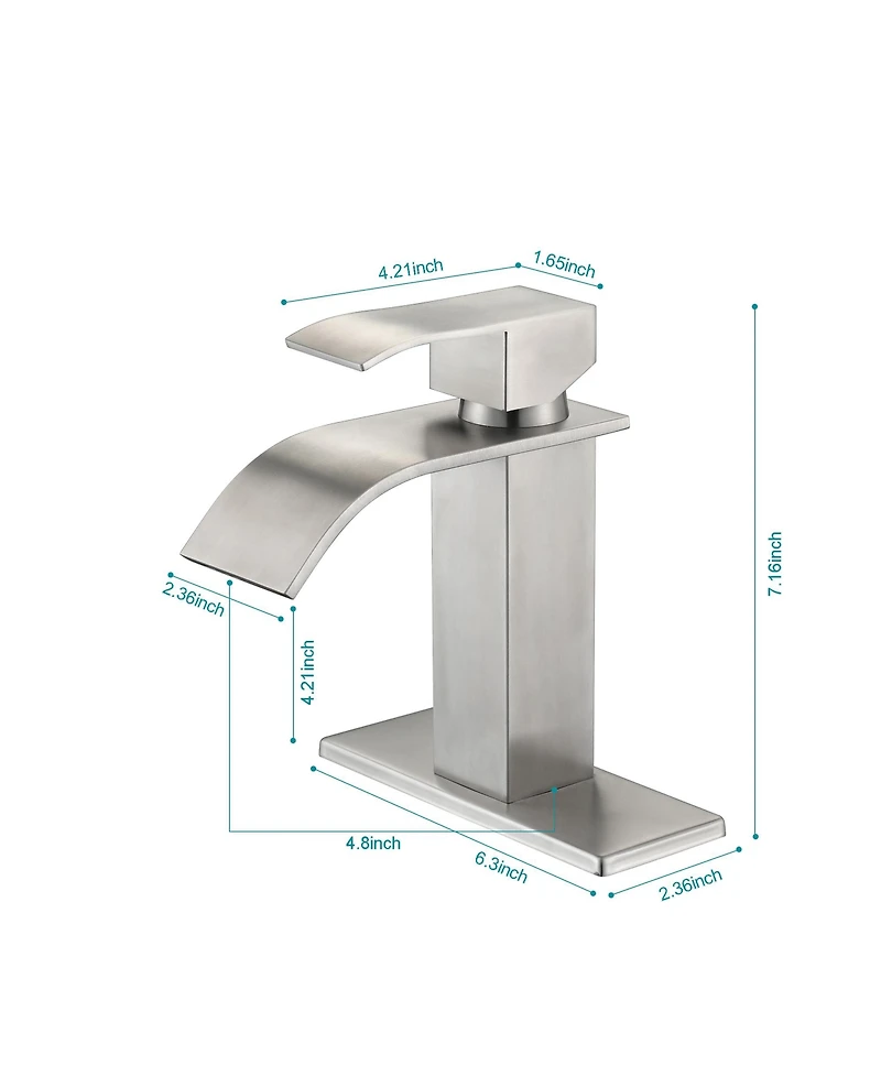 Busdays Single Handle Waterfall Spout Bathroom Faucet for Vanity Sink