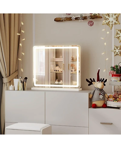 Busdays Led Vanity Mirror with Lights Aluminum Frame Bathroom Mirror Dimmable 3 Color Modes Makeup Mirror Memory Function for Bedroom