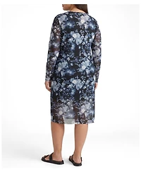 Universal Standard Plus Thames Fog Sheer Mesh Floral Dress