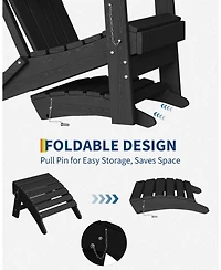 homfan 2-Pack Folding Adirondack Ottoman Hdpe Weather-Resistant Outdoor Footrest for Patio, Deck or Backyard