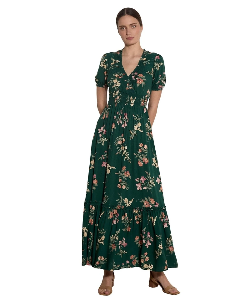 Apricot Women's Watercolour Floral Tiered Maxi Dress