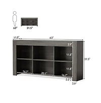 Slickblue Rustic Wood Console Table with 6 Storage Cubes