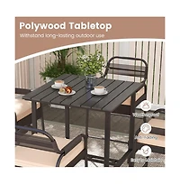 Boyel Living 5 Piece Rattan Counter Set with 4 Stools and Polywood Bar Table
