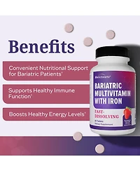 BioSchwartz Bariatric Multivitamin with Iron Chewable Tablets, 60 Count, 30-Day Supply, Daily Multivitamin for Gastric Bypass Support