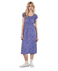 Apricot Women's Brush-Dot Smocked Square Neck Milkmaid Midi Dress