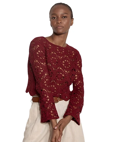 Apricot Women's Tape Yarn Crochet Top