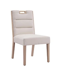Boyel Living 2-Piece Modern Armless Dining Chairs, Fabric Upholstered Seat and Natural Rubberwood Frame, Kitchen Chairs