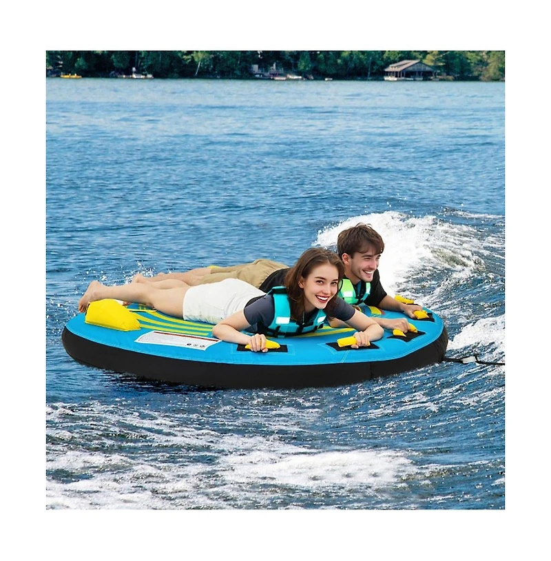 Hikeen 3-Person Inflatable Boat Tube Towable Platform with Double Valves