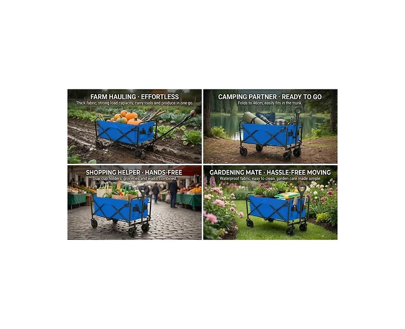 Mountaintop 680LBS Heavy Duty Folding Wagon Cart,All-Terrain Large Capacity,Camping Grocery Beach Sports Garden Home