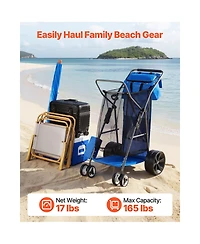Mountaintop Beach Cart with Sand Wheels, 165 lbs, Solid Wheels, Cooler Bag, Umbrella Holder, Holds 4 Chairs for Camping and Fishing