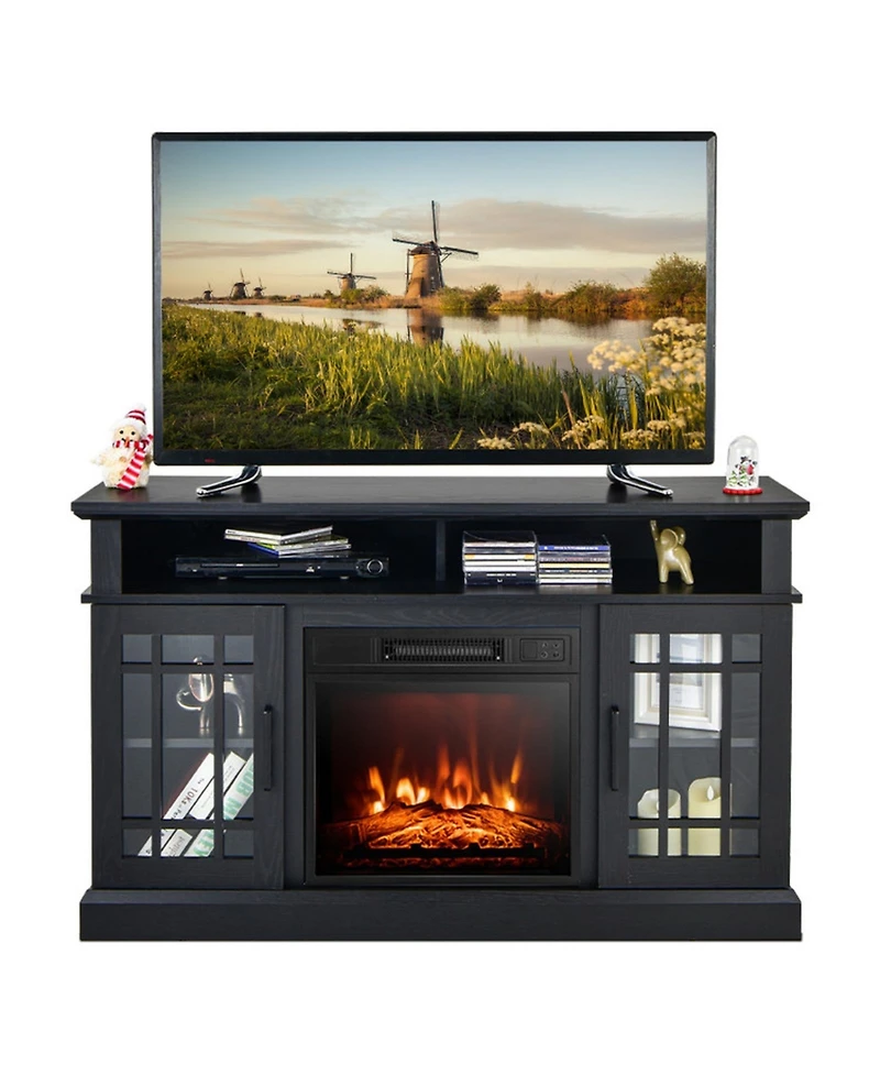 Gouun 48 in Electric Fireplace Tv Stand with Storage Cabinets for TVs up to 55 in