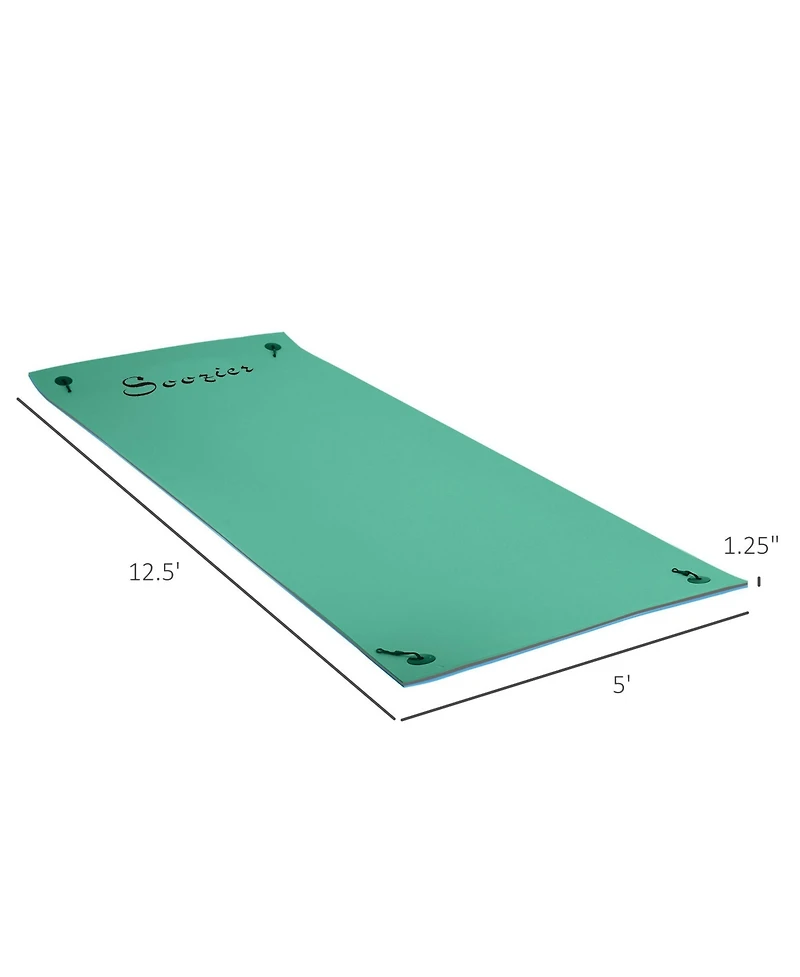 Hikeen 12x5ft Lily Pad Floating Mat with Drink Holders 3-Layer Portable Roll-Up Water Mat Float Dock for 2-3 People