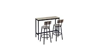 Flynama 2-Piece Bar Table Set with Pu Upholstered Stools, Compact Breakfast Nook Set