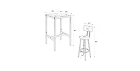 Flynama 3-Piece Foldable Bar Table Set with 2 Stools, Backrest and Partition for Small Kitchen and Apartment