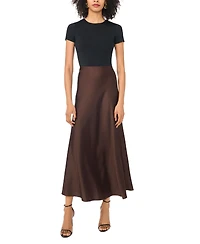 1.state Women's Bias-Cut High-Waisted A-Line Satin Maxi Skirt
