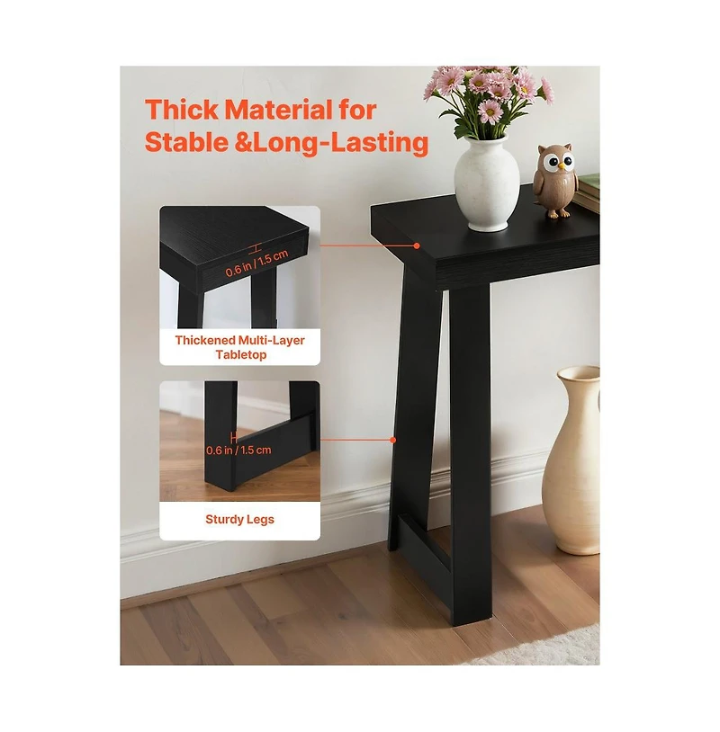 Slickblue Modern Console Table, Narrow Sofa Table with Wooden Top for Entryway, Living Room, Bedroom