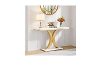 Slickblue 40" Narrow Console Table with Geometric Base