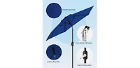 homfan 7.5Feet Market Umbrella - Push Button Tilt and Crank, 6 Ribs, Uv Protection Waterproof for Patio or Garden