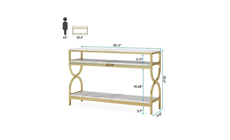 Slickblue 55" Console Table with 3-Tier Storage Shelves