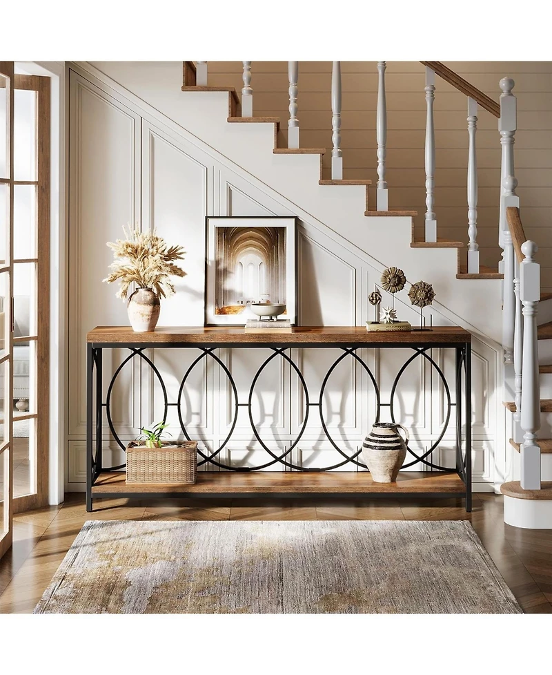 Slickblue 2-Tier Long Console Table with Storage Shelf
