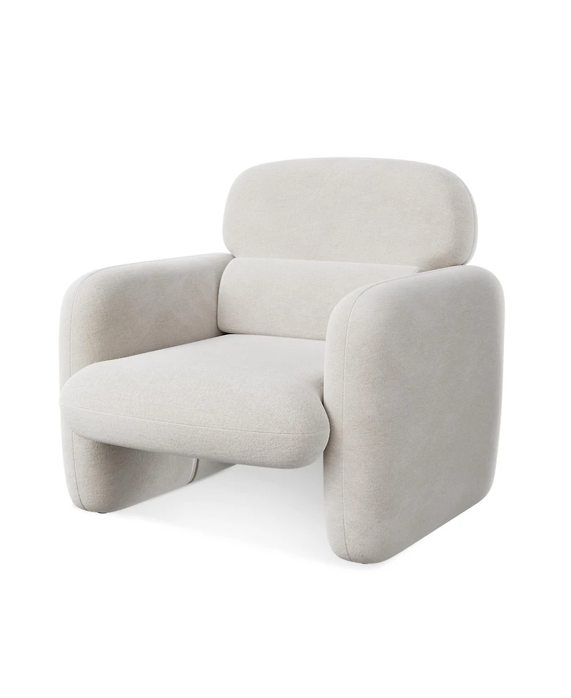 homfan Modern Ergonomic Accent Chair, Wood Frame Padded Armchair, Breathable Hemp Fabric Leisure 330 Lbs Capacity