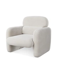 homfan Modern Ergonomic Accent Chair, Wood Frame Padded Armchair, Breathable Hemp Fabric Leisure 330 Lbs Capacity