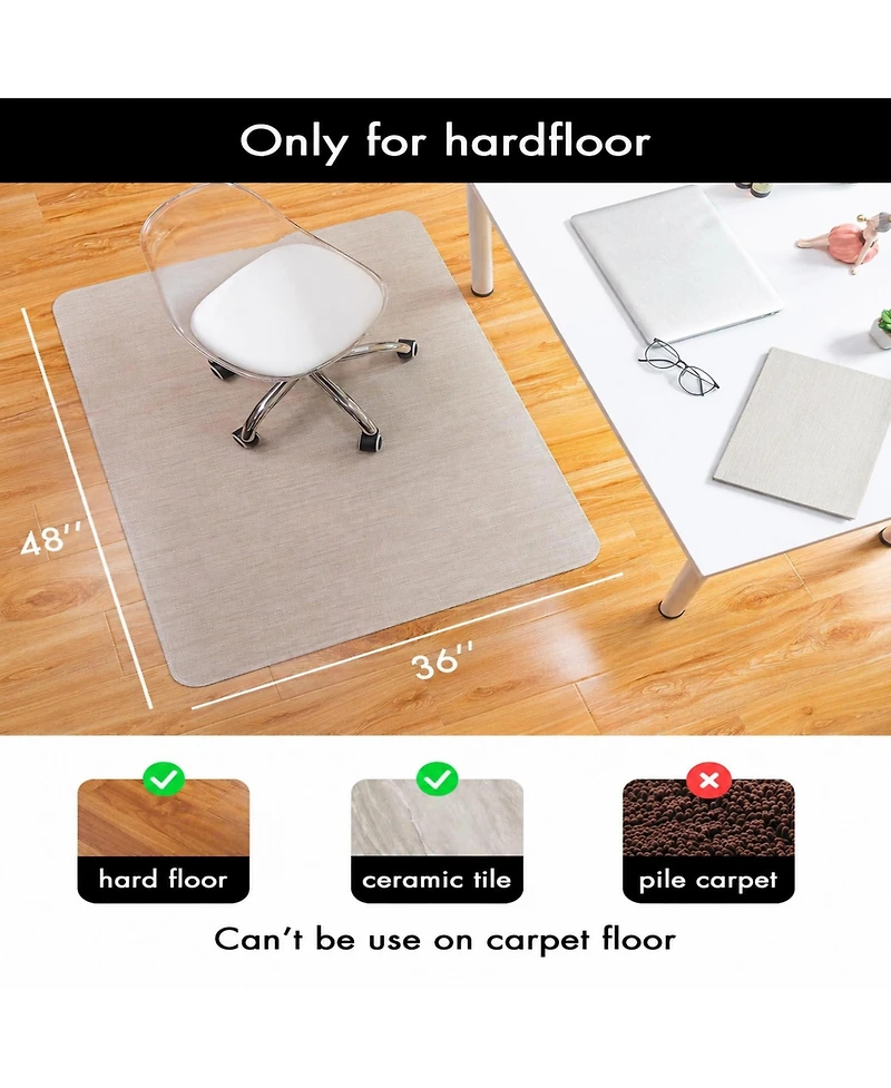 Danrong Heavy Duty Non Slip Office Chair Mat For Hardwood Floors Smooth Silent Glide Protector