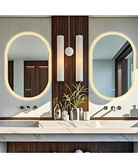 Luvodi 35"x24" Oval Led Mirror Wall-Mounted with Anti-Fog Vanity Mirror with Backlit Memory Function