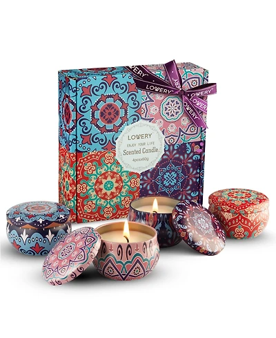 Lovery 4-Piece Travel Candle Gift Set - Coconut, Vanilla, Lavender, Citrus Scents