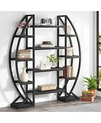 Tribesigns 5-Tier Oval Bookshelf with Industrial Frame