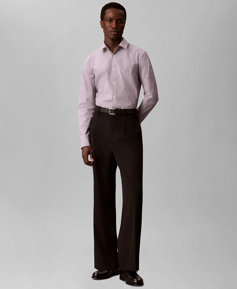 Calvin Klein Men's Stretch Striped Slim-Fit Dress Shirt
