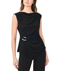 Msk Petite Asymmetrical Dressy Boat-Neck Blouse