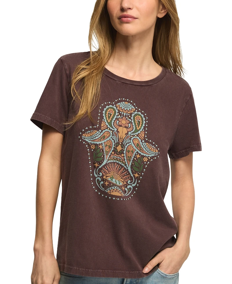 Lucky Brand Women's Western Hamsa Classic Crew Graphic T-Shirt