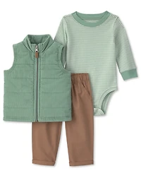 Carter's Baby Boys' Full-Zip Corduroy Vest, Bodysuit and Pants, 3-Piece Set