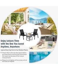 Gymax 3Piece Outdoor Bistro Set Patio Conversation with Adjustable Backrest