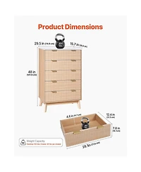 Slickblue 5 Drawer Fluted Dresser with Storage for Bedroom and Hallway