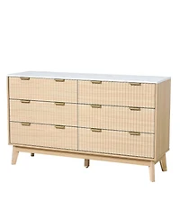 Slickblue 6 Drawer Fluted Dresser Chest for Bedroom and Living Room