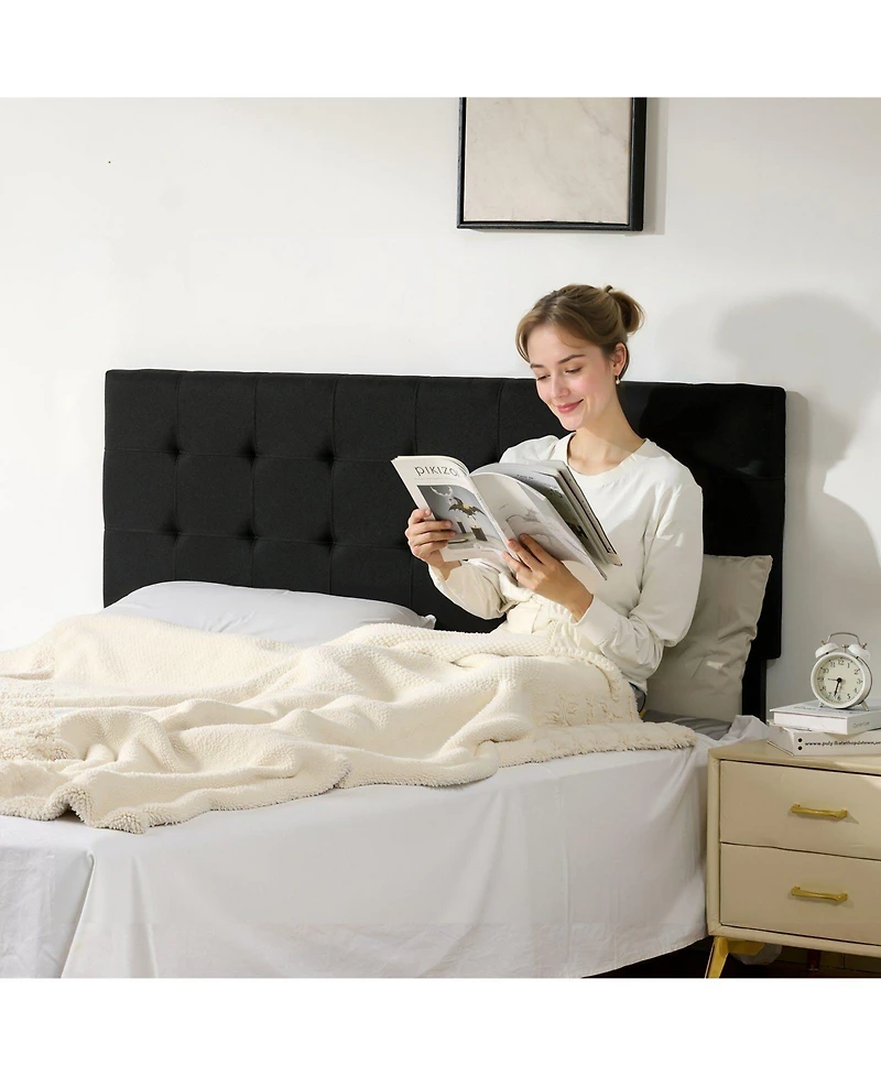 Slickblue Queen Bed Headboard with Adjustable Height and Diamond Tufted Design for Home and Hotel