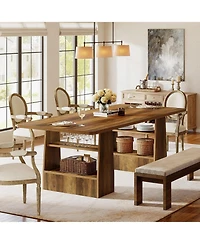 Tribesigns 63" Dining Table for 6-8, 4 Shelves Kitchen Table, Large Modern Rectangle Dining Room Furniture, for Living Room