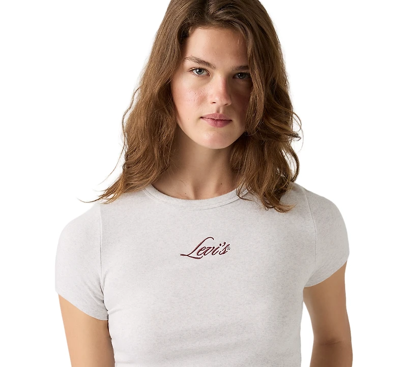 Levi's Women's Hayes Short-Sleeves Tee Rib-Knit Embroidered Logo T-Shirt