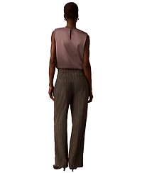 Calvin Klein Women's Pull-On Wide-Leg Herringbone Pants
