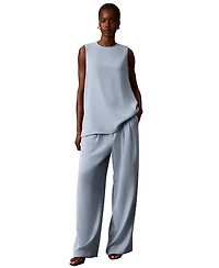 Calvin Klein Women's High-Rise Double-Pleat Wide-Leg Pants