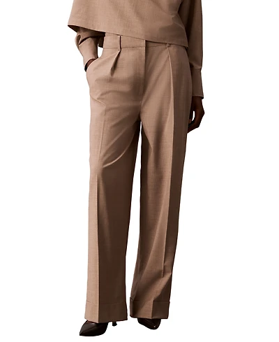Calvin Klein Women's High-Rise Wide-Leg Pleated Pants